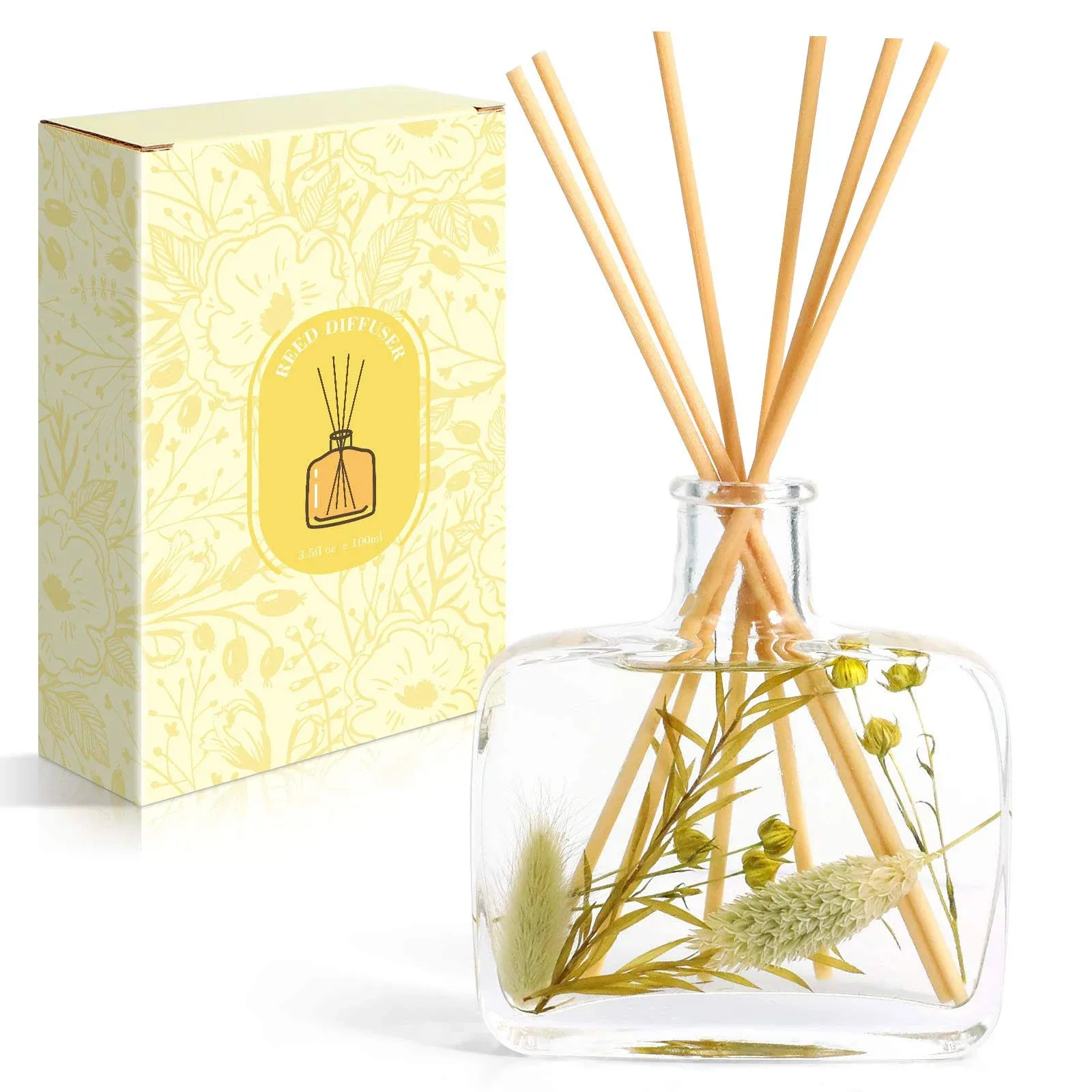 Reed Diffuser, Scented Oil Diffuser with 6 Rattan Sticks, Wood Sage & Sea Salt Reed Diffuser Set, Room Decor Birthday Gifts for Women, Bathroom Diffuser