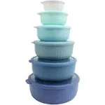 Cook with Color Prep Bowls with Lids- Wide Mixing Bowls Nesting Plastic Small Mixing Bowl Set with Lids (Blue)