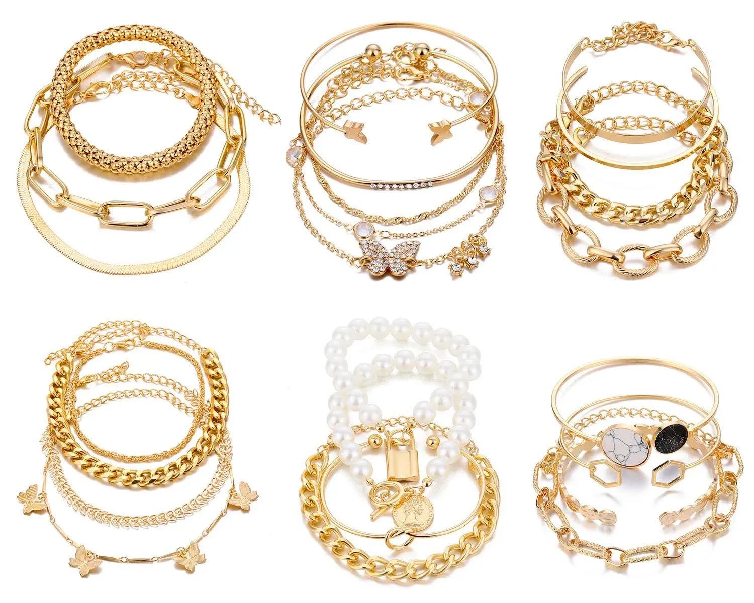 IFKM Women's Boho Gold Chain Bracelets