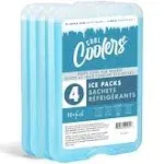 Cool Coolers by Fit &amp; Fresh 4 Pack XL Slim Ice Packs, Blue, 4 Count