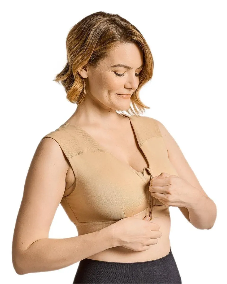 Tommie Copper Shoulder Support Comfort Bra w/Front Zipper, Size XX-Large, Nude
