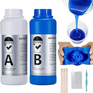 BBDINO Silicone Mold Making Kit 42 Oz, 30A Liquid Silicone for Mold Making, Fast Cure Mold Making Silicone Rubber, 1:1 Ideal for Casting Resins Molds & Silicone Molds Sapphire Blue