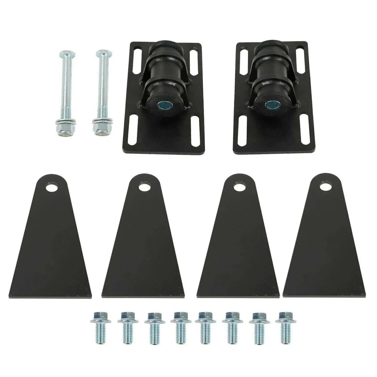 BLACKHORSE-RACING LS Swap Mounts Universal Adjustable Conversion Motor Mounts & Adapters Plates w/Nuts Gaskets Screws Kit for Street Rods Rock Crawlers Black