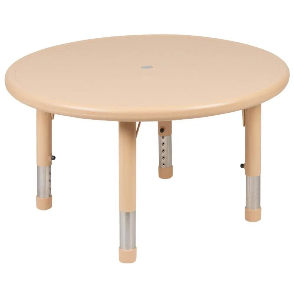 EMMA + OLIVER 33" Round Blue Plastic Height Adjustable Activity Table